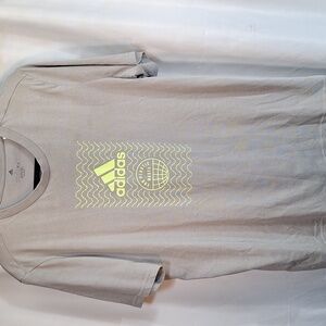Adidas Light Gray Tee with Bright Yellow Graphic